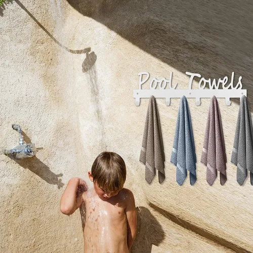Miniatura 3 de Ganchos para toallas de piscina para baño, soporte para toallas, soporte de toalla de acero al carbono, organizador para interiores y exteriores