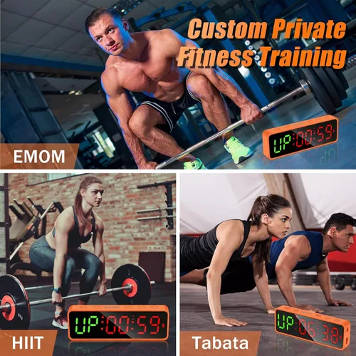 Miniatura 3 de Reloj Temporizador de Gimnasio Pequeño Cronómetro Magnético Temporizador de Intervalos de Entrenamiento, Pantalla Digital LED Grande, Accesorios