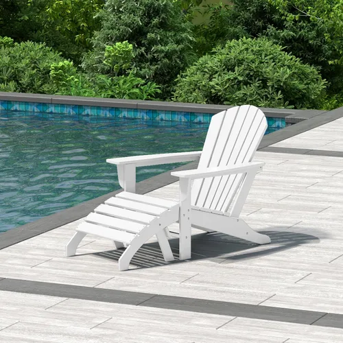 Miniatura 10 de WestinTrends Dylan - Silla Adirondack para exteriores con otomana, juego de 2 piezas, color negro