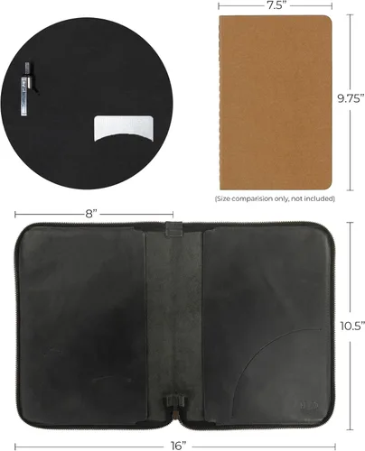Miniatura 6 de Hide & Drink, Zippered Journal Cover for Moleskine Notebook, XL Size (7.5 x 9.75 in. Notebook NOT Included) Full Grain Leather, Handmade, Charcoal