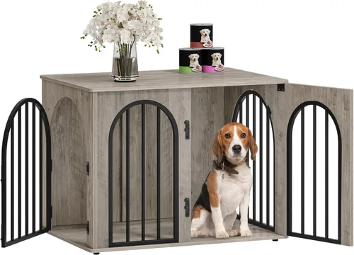 Miniatura 18 de Hzuaneri - Muebles de madera para perros de 26.8 pulgadas, jaula de interior para perros pequeños, jaulas resistentes decorativas para mascotas