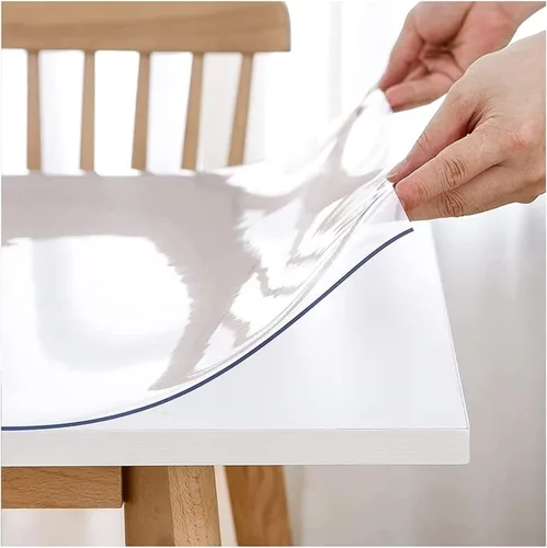 Protector de mesa de comedor transparente, impermeable, plástico para cocina, mantel de PVC, rectangular, para comedor (color: 0.059 in, tamaño: