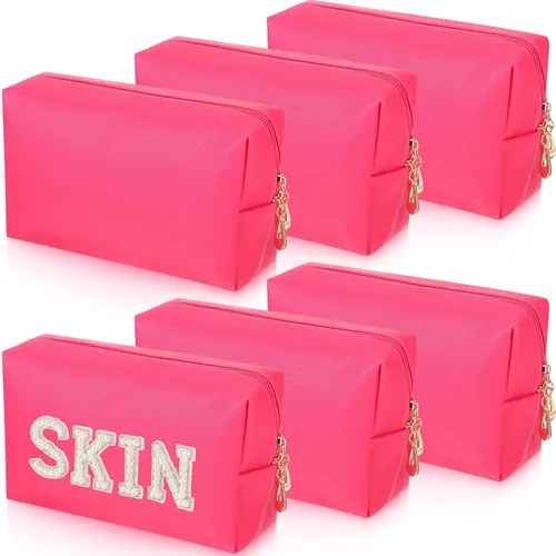 Miniatura 10 de Gerrii Bolsa de maquillaje de piel sintética, 6 piezas, bolsa de cosméticos impermeable con cremallera, organizador de artículos de tocador