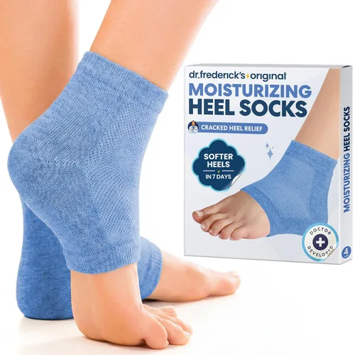 Calcetines Hidratantes Originales Dr. Frederick's para Talones Secos y Agrietados - Infundidos con Aceite de Jojoba, Aceite de Menta y Vitamina E -