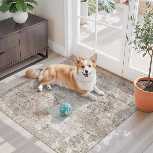 Miniatura 103 de Alfombra antideslizante lavable de 2 x 3 pies - Alfombra suave de pelo bajo para cocina, entrada y dormitorio - Tapete moderno para puerta