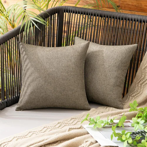 Miniatura 65 de MIULEE Paquete de 2 fundas decorativas para almohadas de exterior, sólidas, impermeables, de lino sintético, estilo granja de jardín, fundas de Óxido
