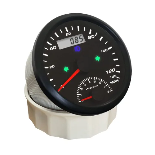Miniatura 3 de ELING Tacómetro GPS de 3.346 in y 125 MPH con velocímetro GPS de 0 a 8000 rpm, antena, kilometraje, luz de fondo ámbar 12 V/24 V