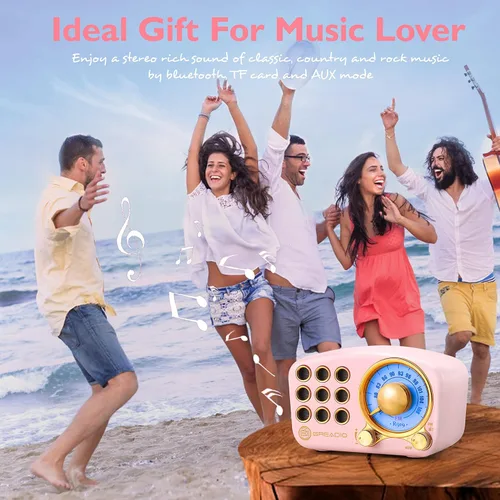 Miniatura 6 de Altavoz Bluetooth retro, radio FM Radio-Greadio vintage con estilo clásico antiguo, fuerte mejora de graves, volumen fuerte, conexión inalámbrica