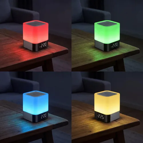Miniatura 2 de Gallstep Luces nocturnas Altavoz Bluetooth, despertador, altavoces Bluetooth, sensor táctil, lámpara de noche regulable multicolor cambiante