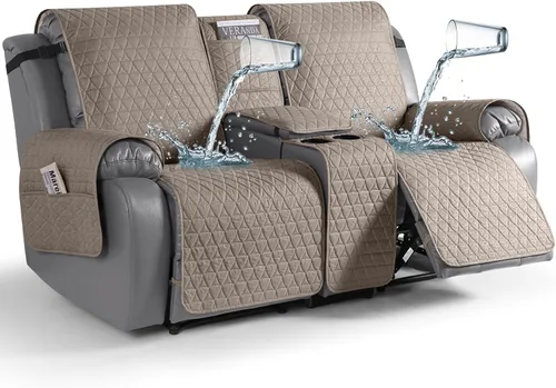 Miniatura 16 de TAOCOCO - Funda reclinable para sofá de 2 plazas con consola 100% impermeable, funda reclinable lavable antideslizante para 2 asientos, protector