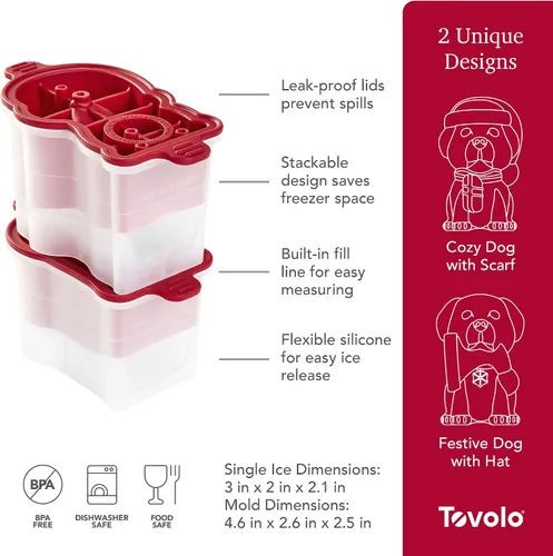 Miniatura 3 de Tovolo Molde de Hielo para Perro Forma de Esfera Hielo en Forma de Perro Moldes de Hielo Esférico Juego de 2 Regalo Festivo para Navidad Relleno
