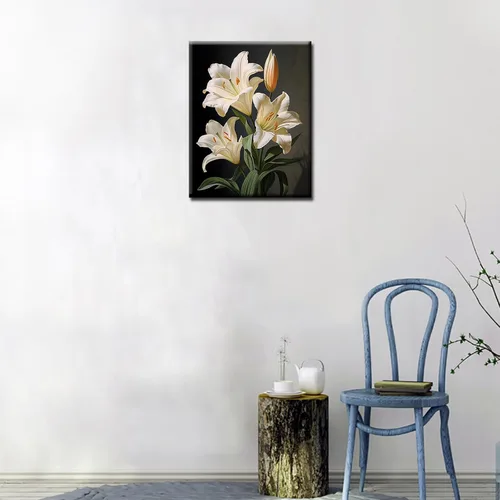 Miniatura 4 de Pintura de lirio por números para adultos, hojas de flores, pintura al óleo digital, pintura acrílica, kits de pintura de ocio, arte de pared