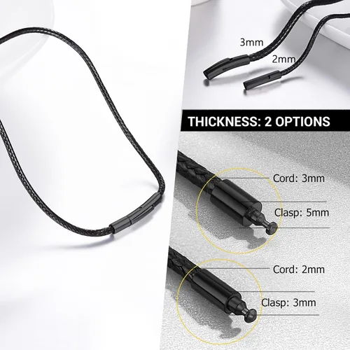 Miniatura 17 de PROSTEEL Collar de cuero impermeable para hombre, 0.079 in/0.118 in, 16 a 30 pulgadas, con cierre de acero inoxidable, cadena de bricolaje