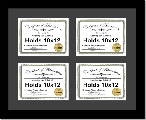 Miniatura 7 de Creative Picture Frames 79-16X20Bk-B - Marco de diploma horizontal negro de 7 x 9 pulgadas con 4 aperturas de paspartú negro Capacidad para 4