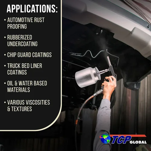 Miniatura 5 de TCP Global Brand pistola de pintura base de aire neumática con taza de alimentación por succión, también para atomizar forro protector