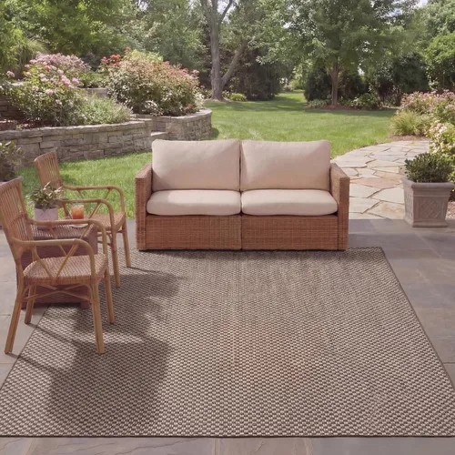 Miniatura 28 de SAFAVIEH Alfombra lavable al aire libre Courtyard Collection - 6'7" x 9'6", azul claro y gris claro, no desprende pelusa y fácil limpieza, ideal