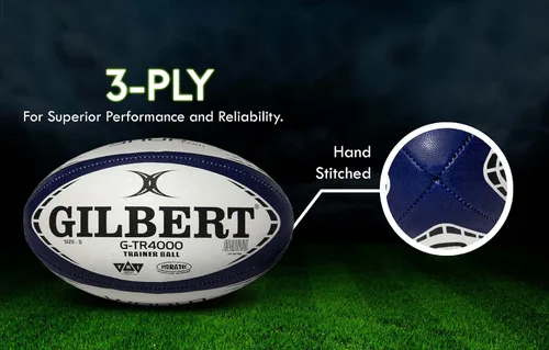 Miniatura 6 de World Rugby Shop X Gilbert G-TR4000 - Pelota de rugby para adultos y jóvenes, tallas 3, 4 y 5, cosida a mano, construcción de 3 capas