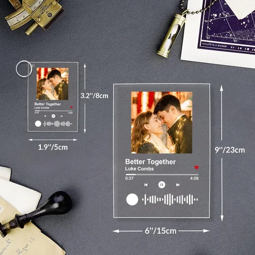 Miniatura 7 de Canción acrílica personalizada con foto, placa de música transparente personalizada, cubierta de álbum de fotos personalizada, luz nocturna