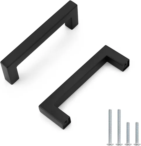 Probrico - Tiradores cuadrados de acero inoxidable para puerta de armario o cajón, color negro, 0.5 pulgadas de ancho, Negro