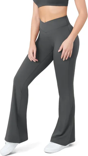 Miniatura 69 de HEGALY Pantalones de yoga acampanados para mujer, leggings cruzados, suaves, de cintura alta, pantalones casuales de entrenamiento con corte de bota
