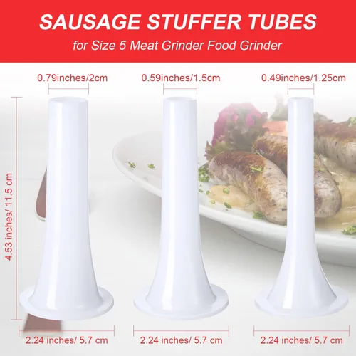 Miniatura 2 de Mudder 9 piezas de tubos de relleno de salchichas, accesorio para picadora de carne de cocina a granel, tubos de plástico, herramienta de llenado