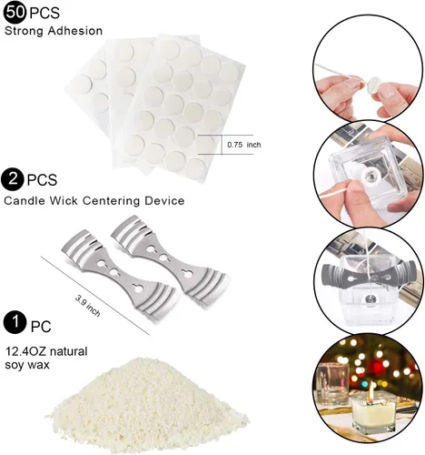 Miniatura 4 de Kit de suministros para hacer velas, herramientas de bricolaje para hacer velas que incluyen olla para derretir cera, adhesivos, soporte de 3