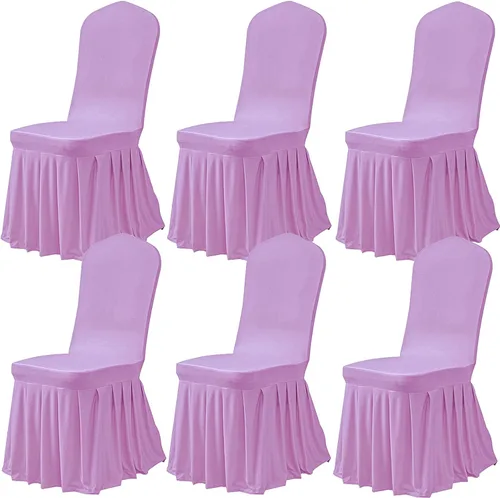 Miniatura 10 de Dimatic Juego de 2 fundas elásticas para sillas de comedor, fundas Parsons con falda, de elastano súper ajuste, funda protectora de asiento para Azul