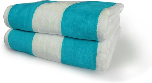 Miniatura 9 de Royal Comfort Cabana - Toallas de playa a rayas de 30 x 60 pulgadas, paquete de 4 unidades (rosa neón / blanco) terciopelo de rizo de 11.7 libras