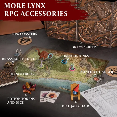 Miniatura 6 de DND DM Screen 5e - D&D Dungeon Master - Pantalla 3D de piel sintética con insertos personalizables, Dungeons & Dragons GM / Game Master, accesorios
