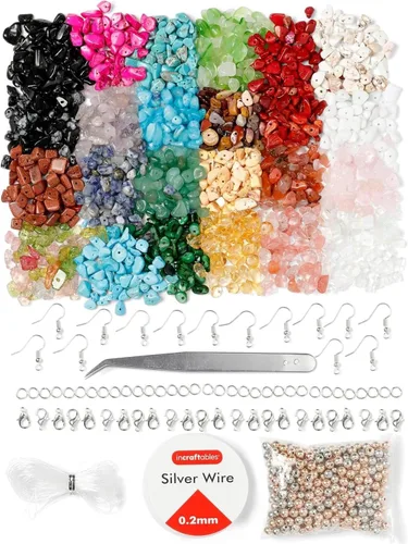Miniatura 7 de Incraftables 1000 cuentas de chip de cristal para fabricación de joyas, 24 colores surtidos de piedras preciosas (0.23 a 0.39 pulgadas), cuentas