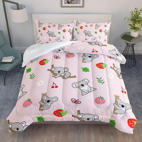 AILONEN Koala - Juego de edredón tamaño completo, juego de ropa de cama de animales de dibujos animados para niñas, cama Kawaii Koala en una bolsa