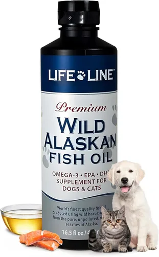 Miniatura 15 de Life Line Pet Nutrition Aceite de pescado salvaje de Alaska para perros y gatos, 128 onzas, suplemento de aceite de pescado Omega 3 para piel