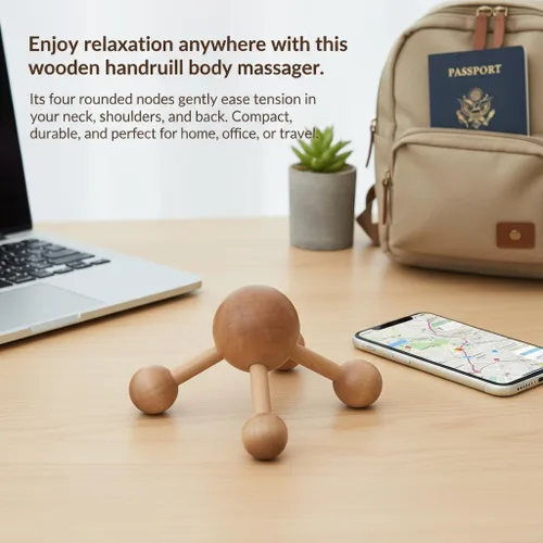 Miniatura 5 de Masajeador de mano de madera natural, alivio muscular relajante, rodillo de limpieza revitalizante, herramienta de terapia calmante para la espalda
