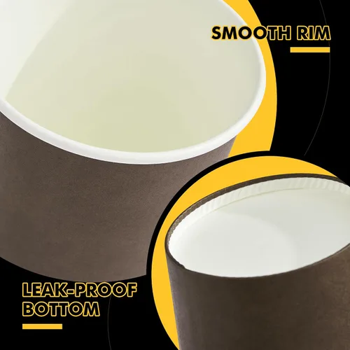Miniatura 3 de RACETOP Tazas de café desechables de 16 onzas con tapas, paquete de 100 tazas de café de papel de color café con tapas, taza para llevar con tapa
