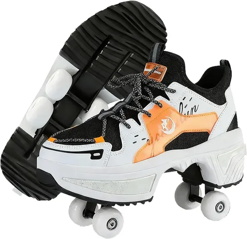 Miniatura 12 de 2 in 1 Convertible Walking Shoes to Quad Roller Skates with One-Touch Hidden Wheels Automatic Deformation for Men Women Kids Indoor Outdoor Sports