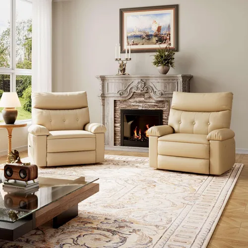 Miniatura 8 de Sillón reclinable eléctrico extra ancho de gran tamaño para adultos, de piel sintética con acolchado de esponja de 1.5 veces de grosor, mecanismo