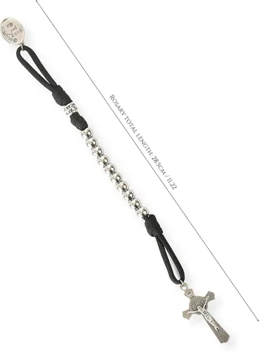 Miniatura 8 de Pulsera de oración de paracord militar fuerte de una década de Nazareth Store, cuentas plateadas, medalla de San José y cruz de San Benito