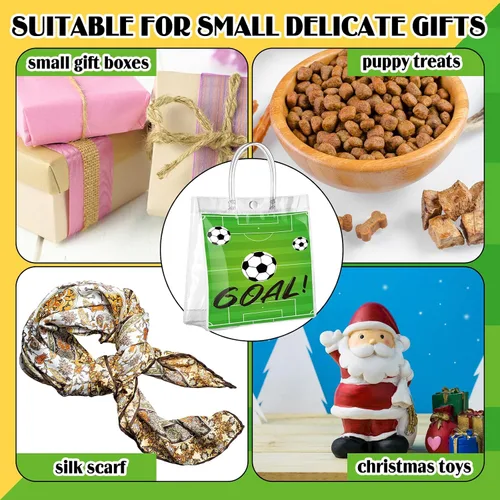 Miniatura 3 de Abbylike 24 bolsas transparentes de regalo para copa de fútbol con asas, bolsas de PVC transparente para aperitivos, bolsas de golosinas