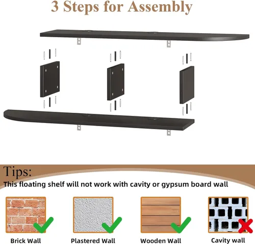 Miniatura 5 de 4 EVER WINNER Soporte de TV flotante con almacenamiento, estantes flotantes de 55" para pared, centro de entretenimiento flotante estante de pared