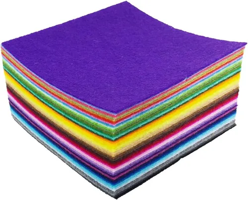 flic-flac 44 hojas de tela de fieltro de colores surtidos de 6 x 6 pulgadas (5.9 x 5.9 in), diseño de retazos, costura de bricolaje, manualidades de