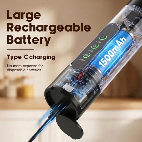 Miniatura 2 de Espumador de leche recargable de mano con 3 velocidades, 3 batidores desmontables con soporte, varita mezcladora de bebidas de café eléctrico