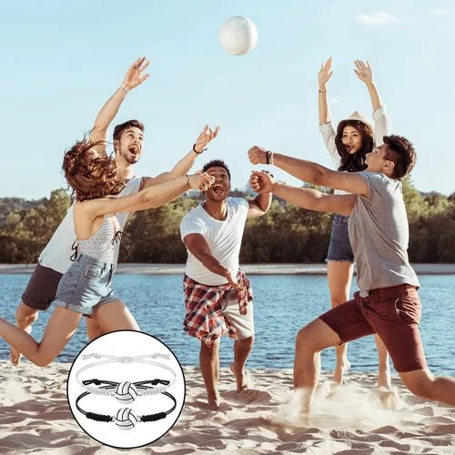 Miniatura 5 de 20 pulseras de voleibol ajustables, cuerda trenzada con dije de voleibol para niñas, mujeres, hombres, adolescentes, la mayoría de jugadores