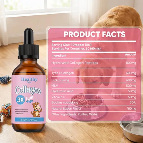 Miniatura 3 de Colágeno líquido para perros, colágeno diario para perros con tres tipos de colágeno y VC, suplemento saludable para las articulaciones, abrigo