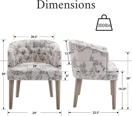 Miniatura 2 de Ya-Home Mid-Century - Juego de 2 sillas de comedor tapizadas de lino, cómodas sillas auxiliares con patas de madera para comedor, sala de estar