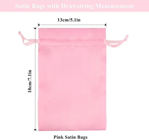 Miniatura 2 de 35 PCS Bolsas de Regalo de Satén Rosa de 5 x 7 Pulgadas con Cordón, Bolsas de Favor para Bodas, Bolsas de Favor para Fiestas, Bolsitas de Joyería