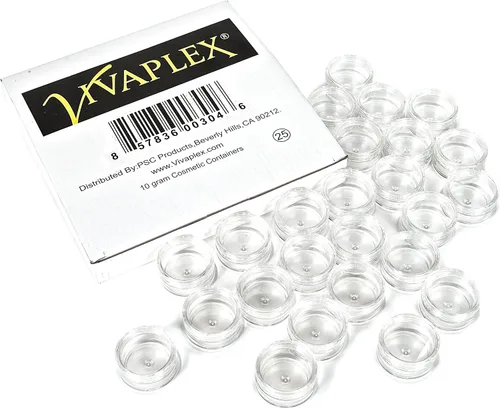 Miniatura 5 de 25 frascos de plástico transparentes Vivaplex, 0.35 onzas, contenedores cosméticos, con tapas