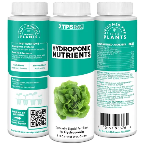 Miniatura 5 de Nutrientes Hidropónicos para Plantas Comestibles, Alimento Líquido Completo de Una Parte para Sistemas Hidropónicos, 8 oz (250mL)
