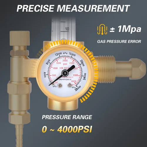 Miniatura 2 de Regulador de CO2 de argón con entrada CGA-580, regulador de presión de gas 0-4000 PSI para máquinas de soldadura TIG MIG, precisión de alto flujo