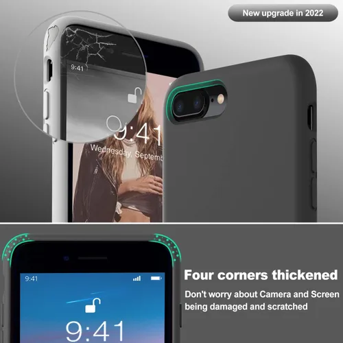 Miniatura 2 de Vooii Funda compatible con iPhone 8 Plus, iPhone 7 Plus, protección de goma de gel de silicona suave, forro de microfibra, carcasa rígida a prueba