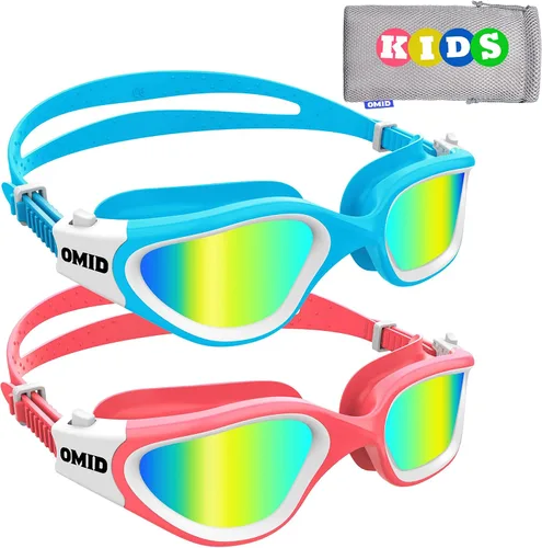 Miniatura 13 de OMID Gafas de natación para niños, P2 Mini, paquete de 2 gafas de natación polarizadas cómodas de 6 a 14 años A1 polarizado azul dorado + negro